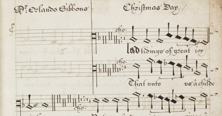 17th century sheet music for Christmas service at Durham Cathedral